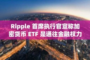 Ripple 首席执行官宣称加密货币 ETF 是通往金融权力的大门