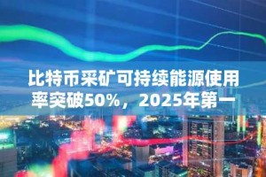 比特币采矿可持续能源使用率突破50%，2025年第一季度将达52.4%