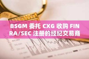 BSGM 委托 CXG 收购 FINRA/SEC 注册的经纪交易商，以扩大公开交易的 RWA 代币化业务